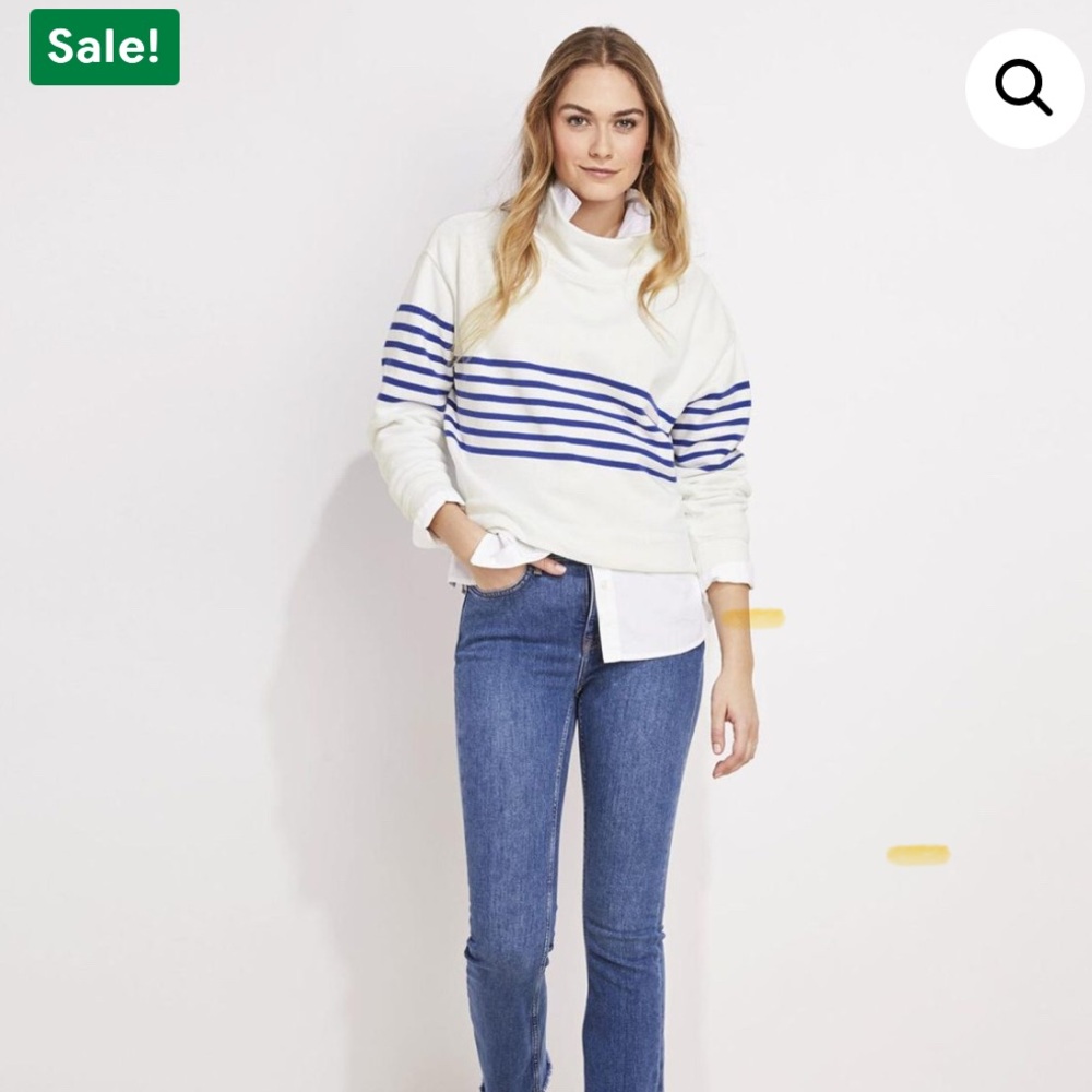 Striped Funnel-Neck Pullover Marshmallow | Women Vineyard Vines & Sweatshirts